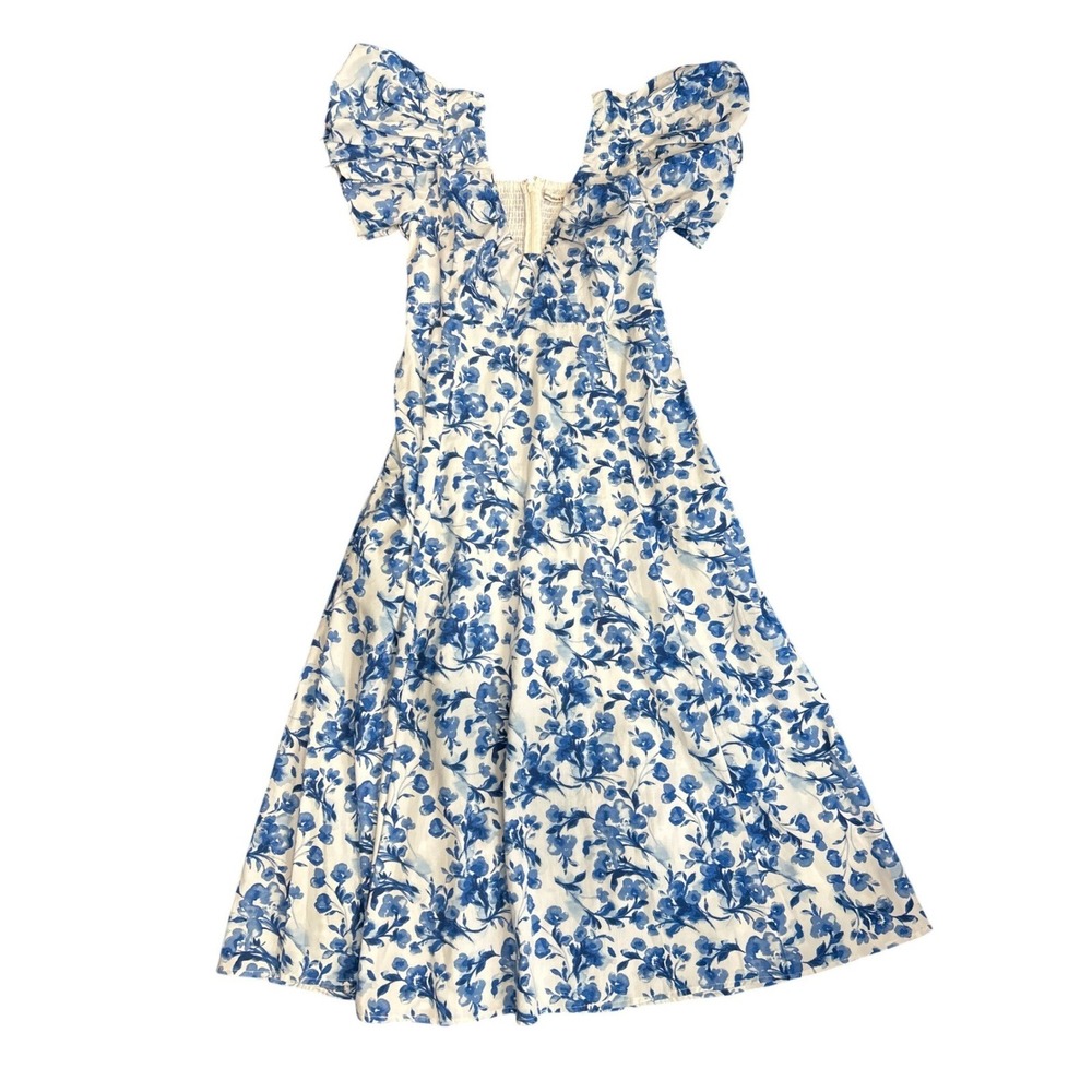 Abercrombie & Fitch White and Blue Floral Midi Dress